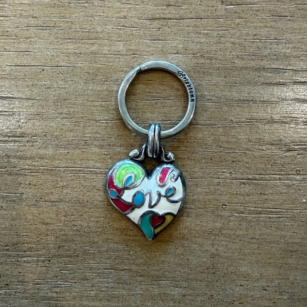 Brighton Love Heart Keychain Silver Plated Key Fob